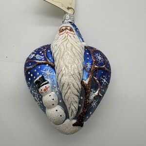 2003 Patricia Breen True Love Santa 4.13" ornament Blue Snowflakes
